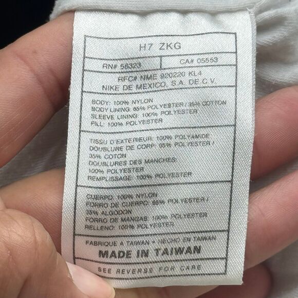 Nike Big Swoosh Quilted Full Zip White Windbreaker Jacket Size XL 16/18 90's - Picture 12 of 12